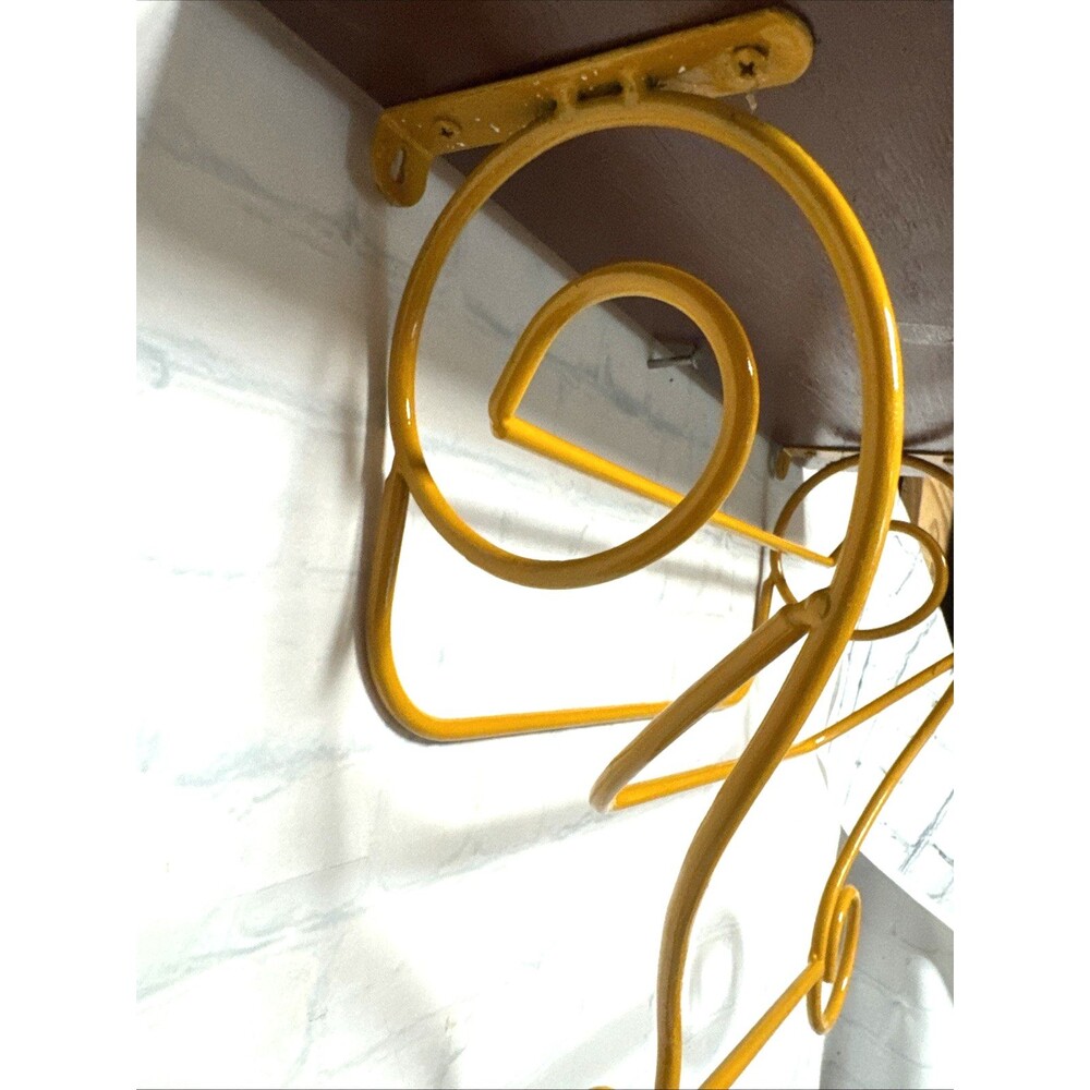 Farmhouse Red Orange Yellow Metal Wooden Wall Shelf with Scrolls 17.5x13.75 in - Picture 7 of 7